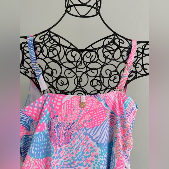 Lilly Pulitzer one piece bathing suit in pink, blue and white - Picture 3 of 8